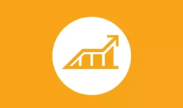 Icon of a graph with an upward trend on an orange background.